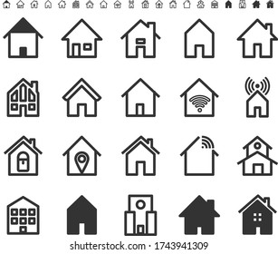 House icon. Set of home perfect outline sign vector illustrator. Size 128x128 px., 640x640 px.