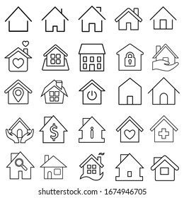 House Icon Set. Home Vector Illustration Symbol. Building Symbol Or Logo.