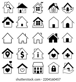 House Icon Set. Home vector illustration symbol. Building symbol or logo.