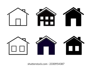 House Icon. Set Home. Vector Illustration