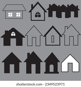 Juego de iconos de la casa. Símbolo de ilustración del vector del hogar.