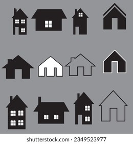 Juego de iconos de la casa. Símbolo de ilustración del vector del hogar.