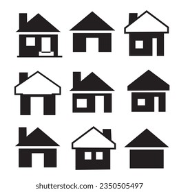 Juego de iconos de la casa. Símbolo de ilustración del vector de inicio