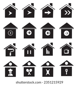 Juego de iconos de la casa. Símbolo de ilustración del vector del hogar.