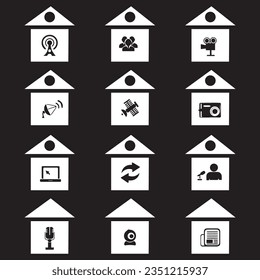 Juego de iconos de la casa. Símbolo de ilustración del vector del hogar.