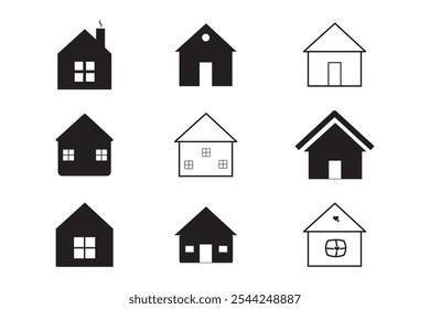 Conjunto de ícones da casa. Sinal de ilustração vetorial inicial. Símbolo do hotel.
