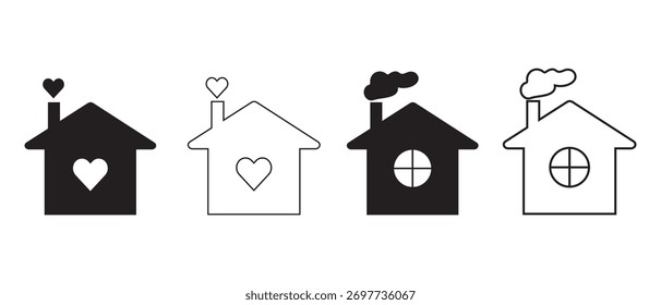 Conjunto de ícones da casa. Sinal de ilustração vetorial inicial. Símbolo do hotel.