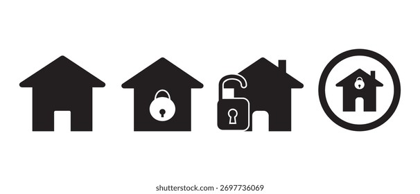 Conjunto de ícones da casa. Sinal de ilustração vetorial inicial. Símbolo do hotel.