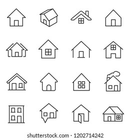 House, Icon Set. Houses, Buildings, Linear Icons. Line With Editable Stroke