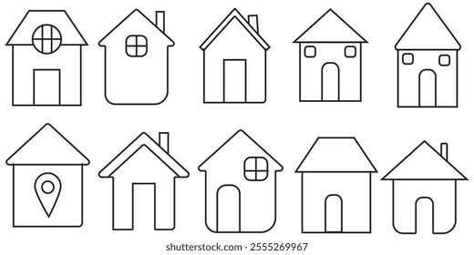 House, icon set. Houses, buildings, linear icons Line with editable stroke design eps 10 