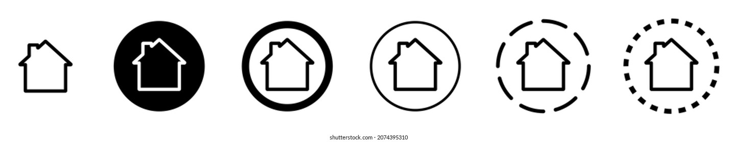 House icon. Set of house icons. Vector illustration. Homepage black symbol.
