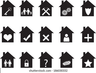 House icon set illustrated on white