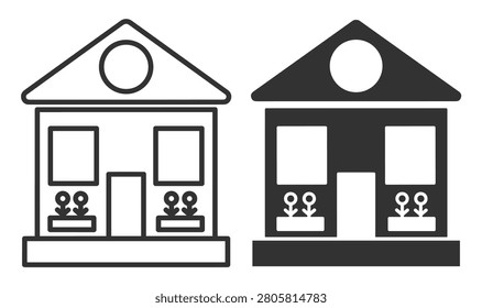 house icon set line style and solid style vector illustration on transparent background