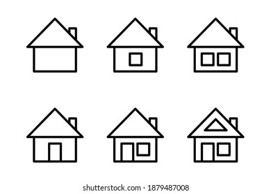 House icon set in modern style on light background. Thin line icon, vector illustration. Home office. Outline symbol. Modern vector illustration.