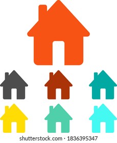House icon. Set of multicolored house icons isolated on white background. Vector illustration. Vector.