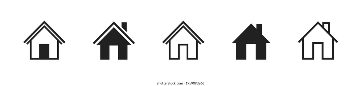 House icon set on white background. Vector home symbol collection. Building  flat icons. EPS 10.