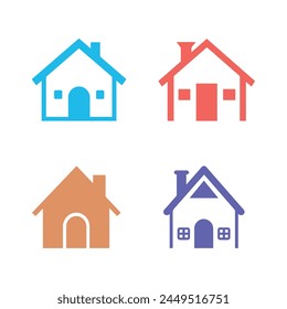 House icon set on white background. Vector illustration in trendy flat style