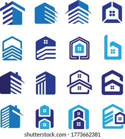 House icon set in thin line style vector logo