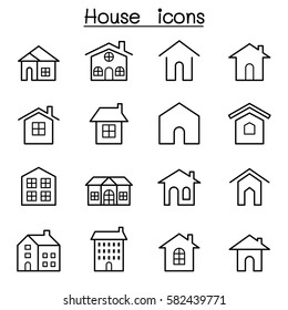 House icon set in thin line style