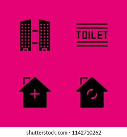 house icon set. house, toilet and building vector icon for graphic design and web