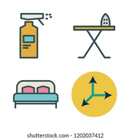 house icon set. vector set about move, iron board, bed and spray icons set.