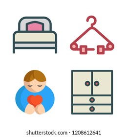 house icon set. vector set about closet, bed, hugh and hanger icons set.
