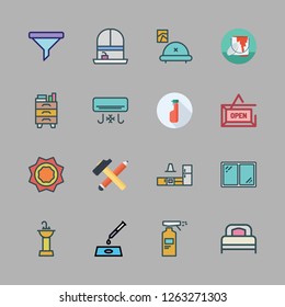 house icon set. vector set about kitchen, air conditioner, livingroom and heat icons set.