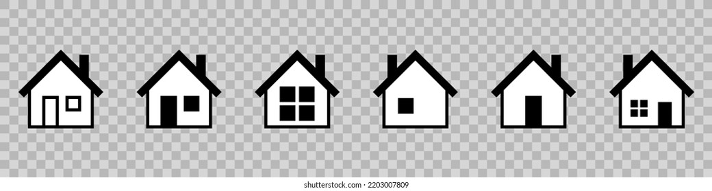Juego de iconos de la casa. Ilustración vectorial aislada en fondo transparente.