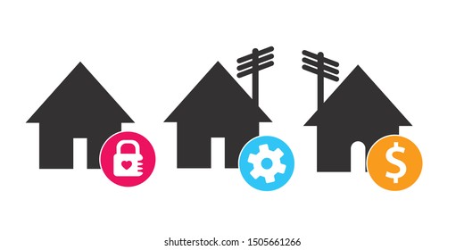 House icon set, vector illustrations.