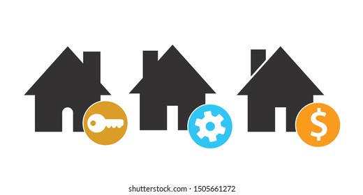 House icon set, vector illustrations.