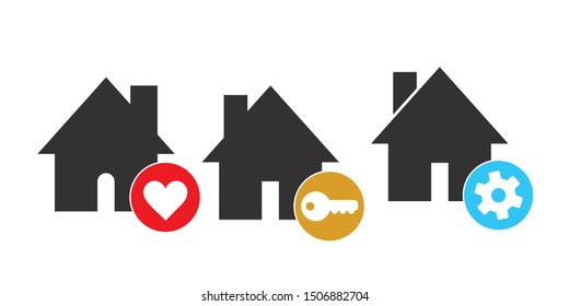 House icon set, vector illustrations.