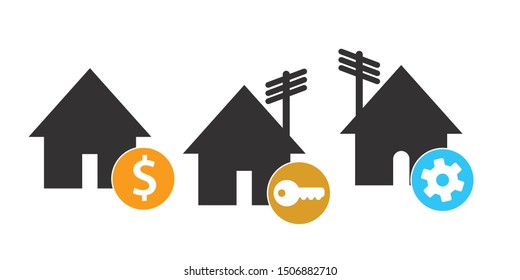 House icon set, vector illustrations.