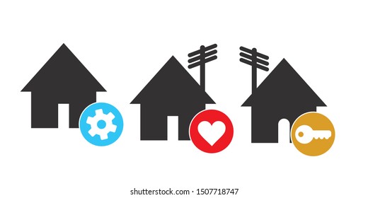 House icon set, vector illustrations.