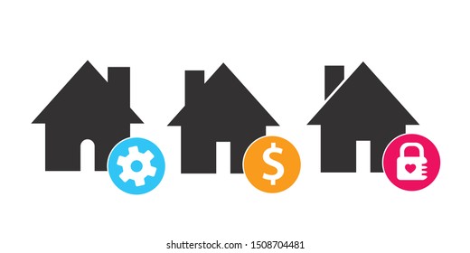 House icon set, vector illustrations.