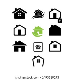 House icon set vector image design on white background. Real estate logo vector design