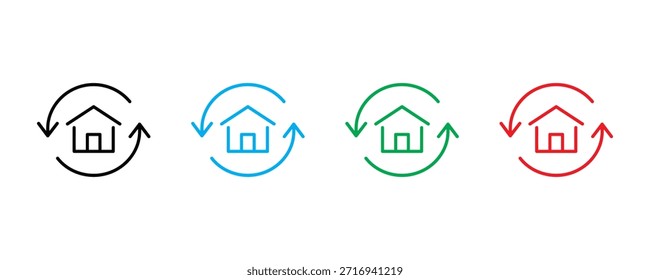 House icon set vector on white background. rotation home icon. vector illustration.