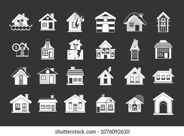 House icon set vector white isolated on grey background 