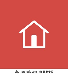 house icon. sign design. red background