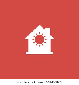 house icon. sign design. red background