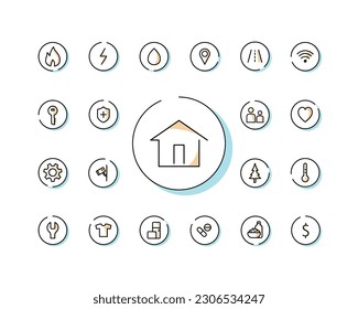 icono de casa en gráfico de línea simple