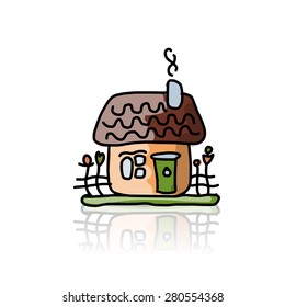 House icon, sketch for your design. Vector illustration