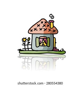House icon, sketch for your design. Vector illustration