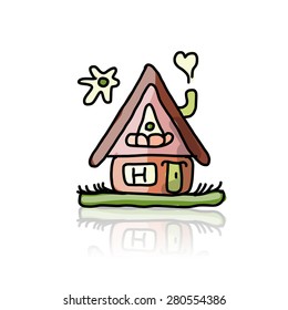 House icon, sketch for your design. Vector illustration