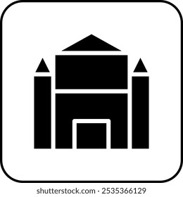 house icon solid border black illustration