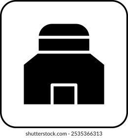 house icon solid border black illustration