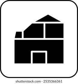 house icon solid border black illustration