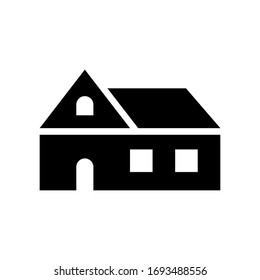 House icon in solid line style. Mansion, residential property symbol. Real estate concept.
