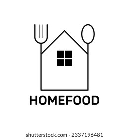 a house icon with spoon and fork icons , house food logo template