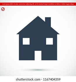 house icon, stock vector illustration flat design style