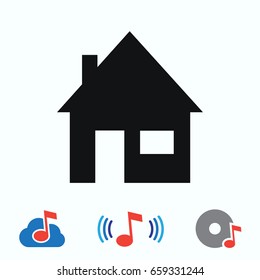house icon, stock vector illustration flat design style